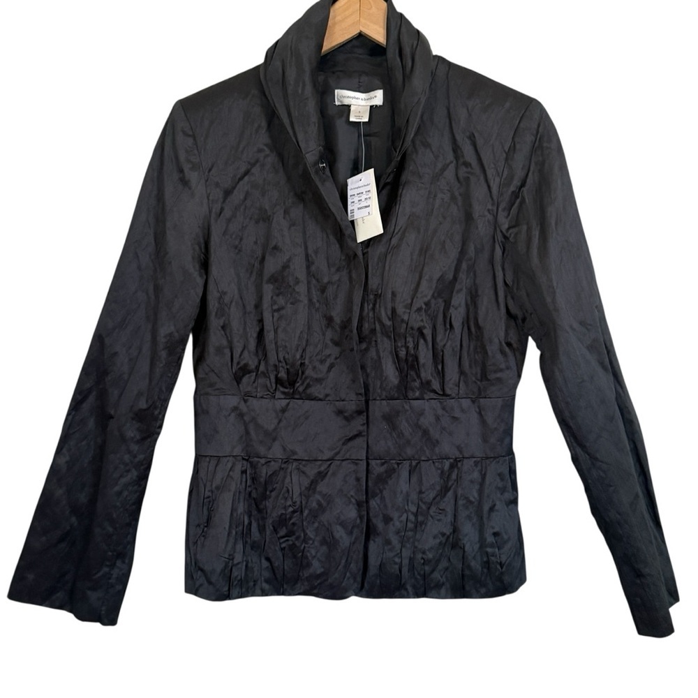 Christopher & Banks NWT Black Crinkle Cotton Blend Jacket Women’s Size S
